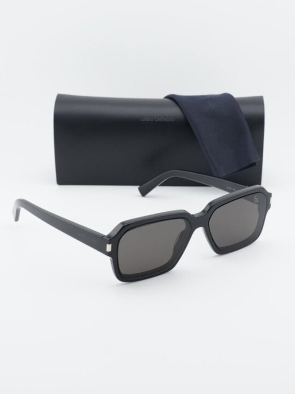 Saint Laurent SL611 001 Rectangle Sunglasses - Black / Grey
